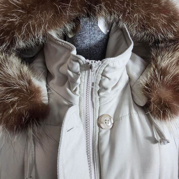 Larry Levine Coat Puffer Beige DOWN FILLED - Picture 6 of 8